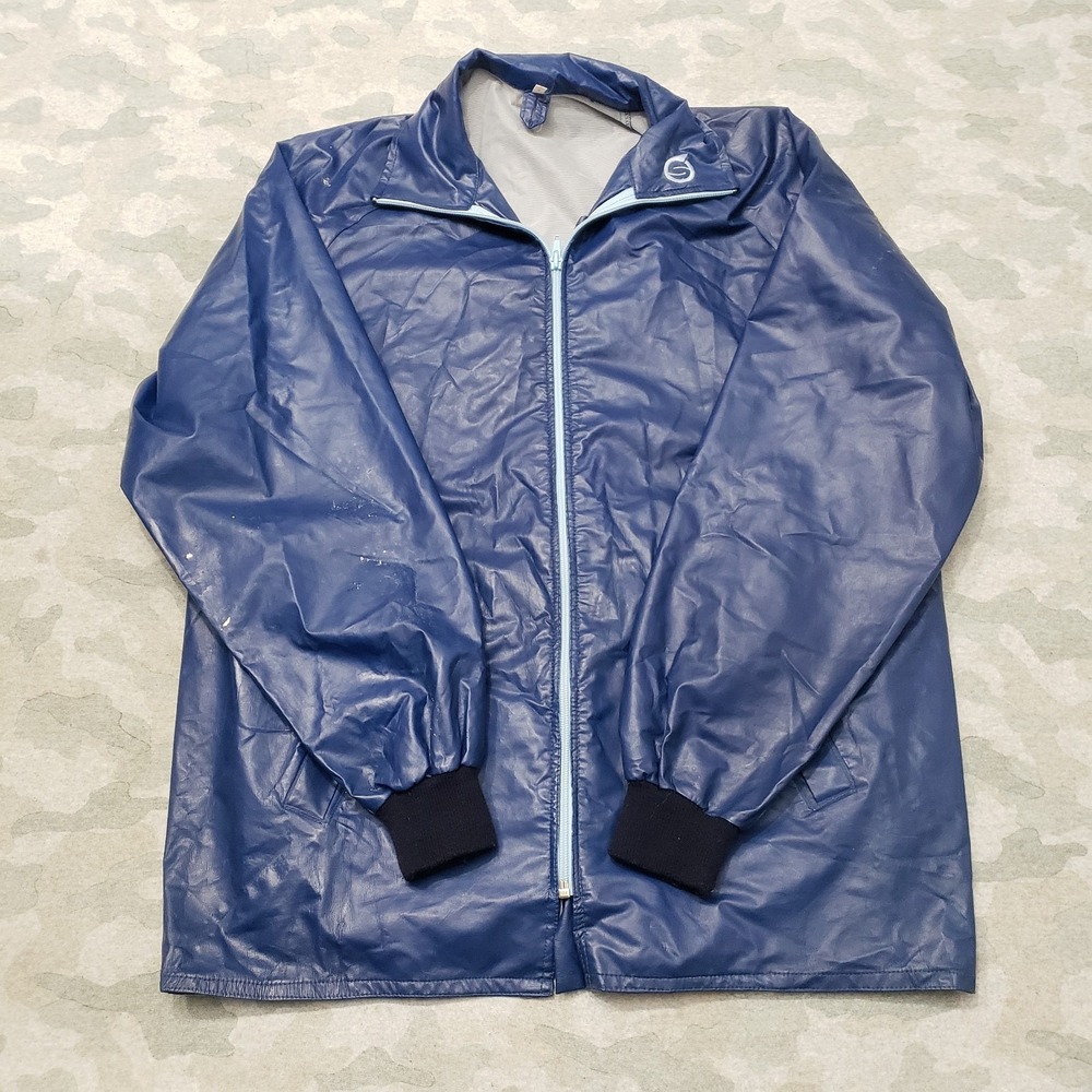 VTG Sunderland's Sharkskin Jacket Mens XL‎ Blue Full Zip